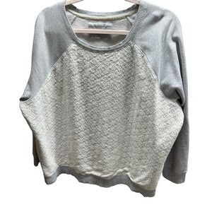 Sonoma Woman's Plus Size 2X Grey & Ivory Lace Sweatshirt Top‎